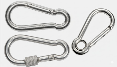 Stainless steel carabiner snap - steel,