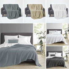 Honeycomb Large Bed Throw Blanket Sofa Travel Waffle Cotton Super King All Sizes