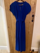 Ossie Clark Iconic Jumpsuit Blue Tie Waist Wide Leg Size 12