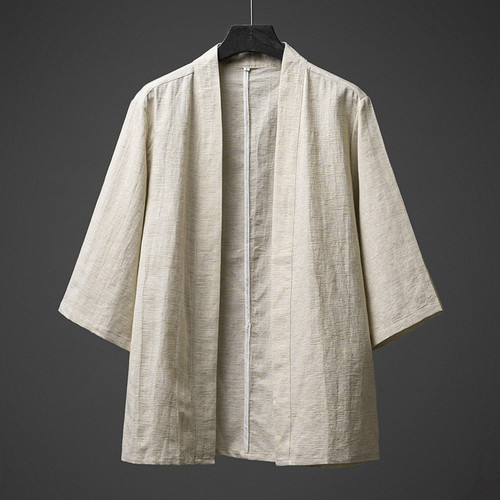 Men cotton linen kimono - cotton,