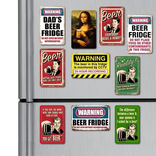Metal fridge magnet beer - fridge,