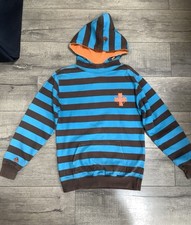 MENS SWEET PROTECTION BLUE & BROWN STRIPED HOODIE SIZE S