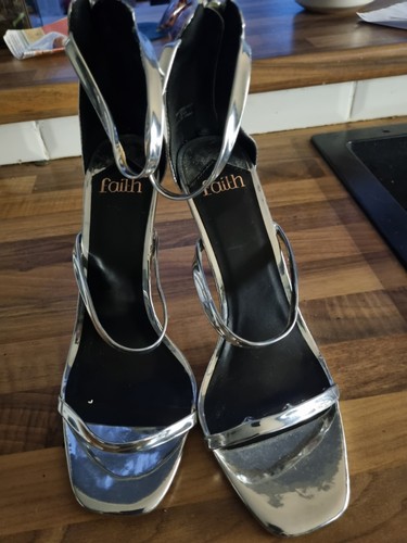 Faith silver strappy heels - strappy,