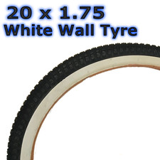 1 x White Wall Tyre 20 x 1.75 (47-406) Retro Classic BMX Childrens Bike