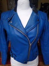 Vintage Lewis Leathers Ladies Motorcycle Fashion Jacket Size 34 Punk Rocker Blue