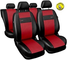 Car seat covers fit Vauxhall Vectra C black/red  leatherette full set