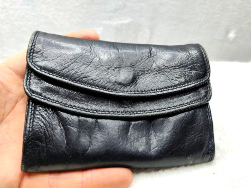 Tula black leather - black, tri-fold