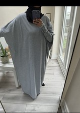 Light grey batwing abaya Maxi Dress Farasha Muslimah 
