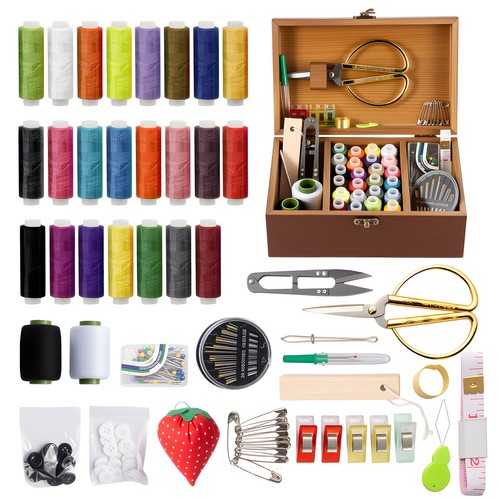 Wooden sewing box organizer - sewing,