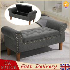 Linen Ottoman Storage Stool Home Bed End Window Arm Seat Chair Foot stool Bench