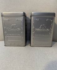 Williamson Tea Silver Embossed Elephant Tea Caddy Tins Storage Canisters Pair X2