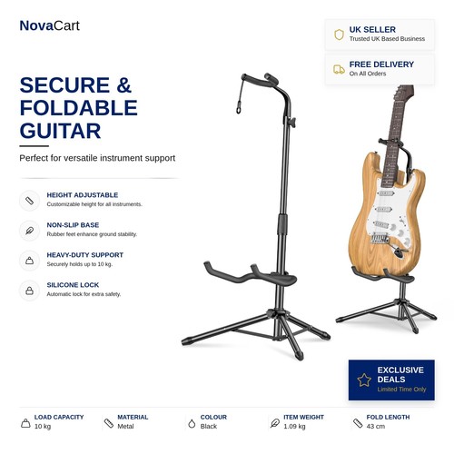 Height adjustable guitar stand - height,