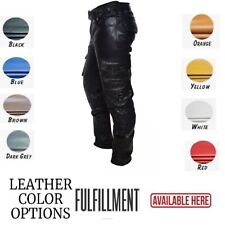 Mens New Leather Cargo Quilted