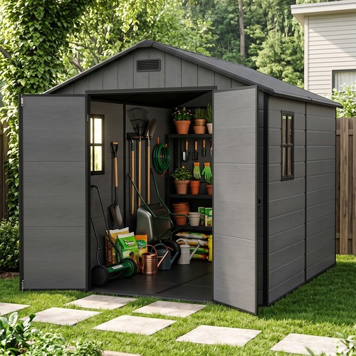 Plastic garden storage shed - plastic,