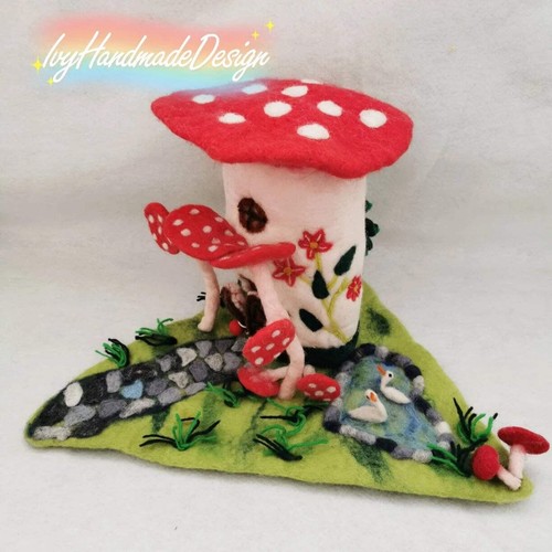 Needle felt mushroom house - needle,