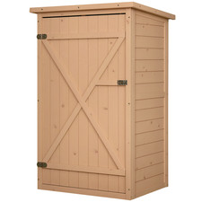 Outsunny Garden Shed Outdoor Tool Storage w/ 2 Shelve 75 x 56 x115cm Natural