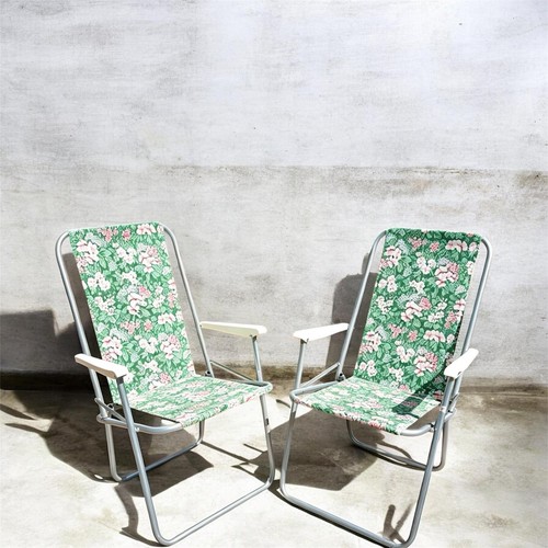 Pair vtg high back deck - back, chairs