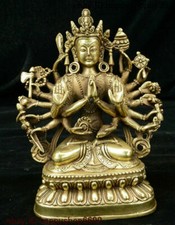 China Tibet Buddhism Brass 1000 Arms Avalokiteshvara Of Goddess Kwan-Yin Statue