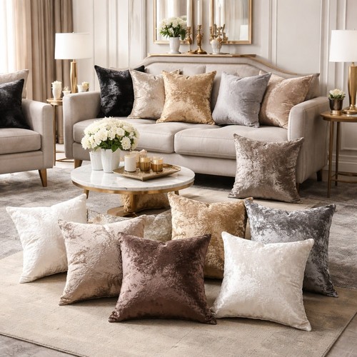 Crushed velvet cushion covers - cushion,