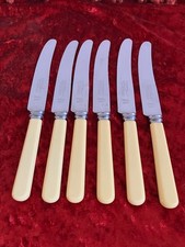 Great Used Set of 6 Faux Bone Handled Thomas Turner Dinner  Knives  23.5cm