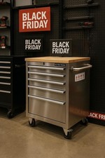 US PRO TOOL CHEST BOX WORKBENCH STAINLESS STEEL 26" ROLLER CABINET WOOD TOP