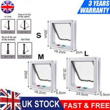 Pet door Flap 4 way Locking Dog Cat Flap Magnetic White Frame Small Medium Large