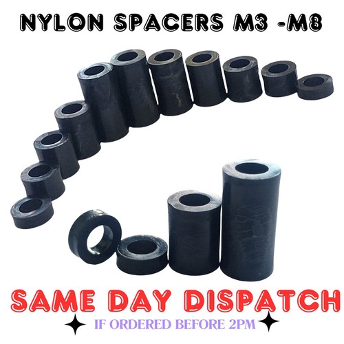 Black nylon spacers pack 10 - nylon,