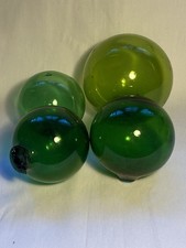 4 Vintage Green Glass Fishing
