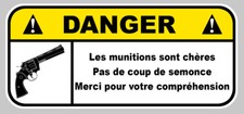 DANGER GUN GUN HUMOR REVOLVER GUN STICKER STICKER 12x5.5cm DA200