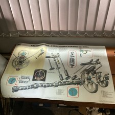 Vintage Belarus T-K150 Training Aid Engine Valves Poster In Russian 34 X22.5 “