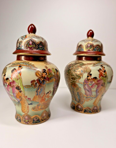 Pair vintage chinese - pair, satsuma