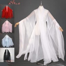 Hanfu Floral Chiffon Cloak Cardigan Wide Sleeved Coat Chinese Dance Costume