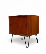 TEAK AND OAK RECORD CABINET MID CENTURY RETRO C1950s HAIRPIN LEGS