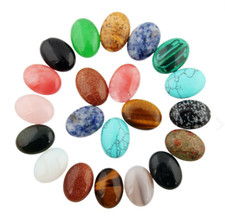 10 x Cabochons semi precious Stone Mixed Oval Beads for Jewellery Making 14x10mm