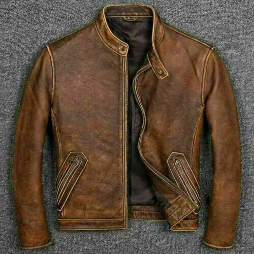Men biker brown vintage - brown,