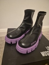 Love Moschino Ankle Beatles Boots Black&Purple UK6 NEW