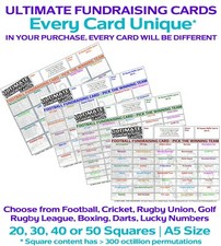 Scratch Card Fundraising Cards, 10 - 50 Pack, 20 - 50 Squares, Unique New Design