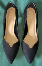 John Lewis & Partners Wavy Top Line Navy Suede Court Shoes UK 4 / EU 37