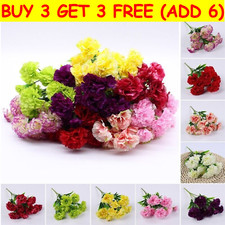 Artificial Carnation  Fake Silk Flower Bush Bouquet Home Wedding decor 11heads