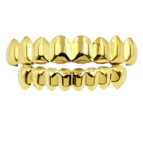 Gold plated teeth grill - gold-plated,