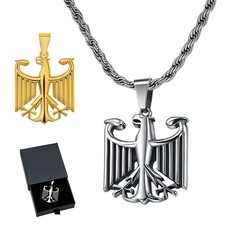Stainless Steel Necklace with German Eagle Pendant Mens Germany Chain Gift