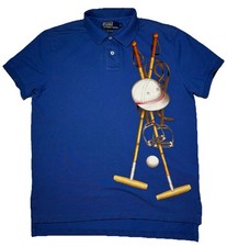 Vintage 90s Polo Ralph Lauren Shirt Equestrian Mallet Helmet Horse Polo Medlum