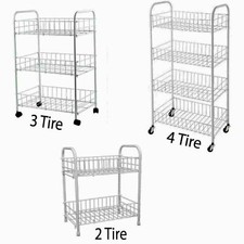 2/3/4 Tier Fruit Trolley Basket Rack Kitchen Storage Vegetable cart With Wheels