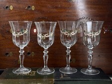 Vintage Johnson Bros Wine Glasses Set Of 4 Floral Ribbon Stemware Eternal Beau