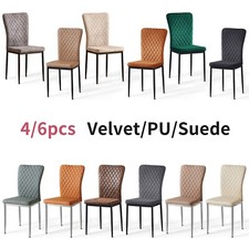 Set of 4/6 Dining Chairs Padded Seat High back Metal Legs Home Furniture Kitchen