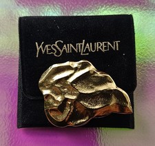 YVES SAINT LAURENT YSL Vintage Textured Flame Leaf Pin  Brooch . unisex 