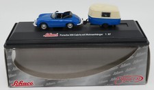 DIE CAST SCHUCO HO 1/87 PORSCHE 356 CABRIOLET + CARAVAN ERIBA IN BOX