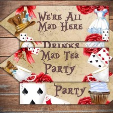 Set of 4 Alice In Wonderland Party Decoration Arrows Decor Birthday Celebration