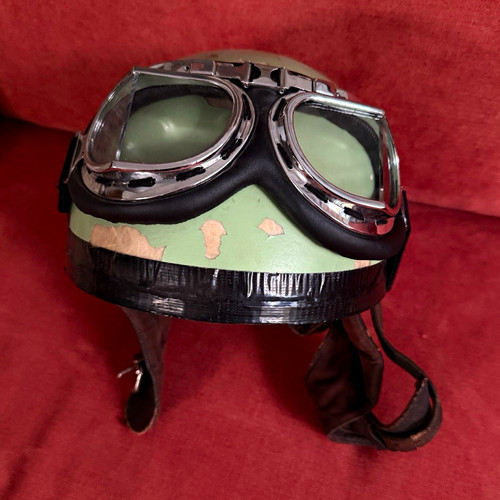 Vintage motorcycle helmet and
