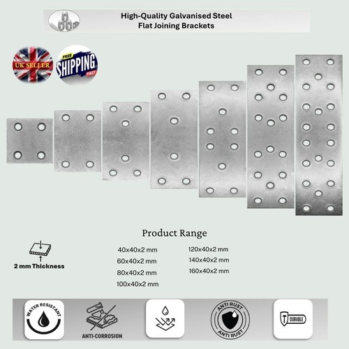 Flat joining plates 2mm - 2mm, thick
